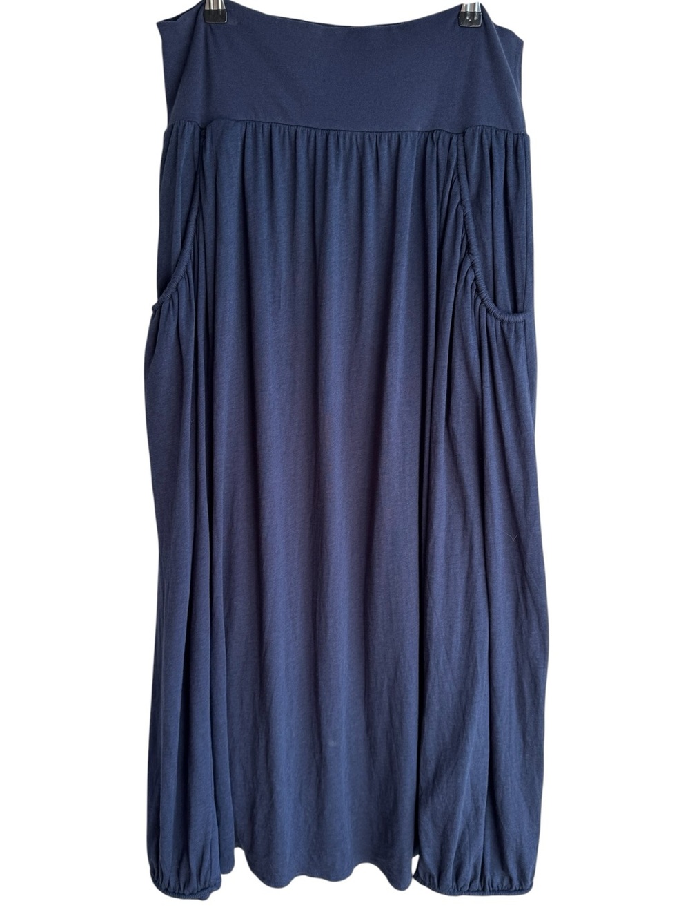Garnet Hill Favourite Maxi Skirt XL Navy Blue Soft Jersey Modal Slouchy Pockets